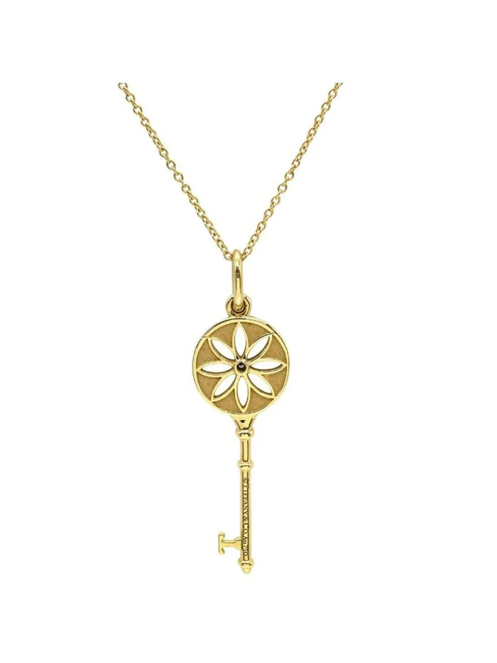 Tiffany & Co Necklace Daisy Key Pendant Yellow Gold YG Diamond
